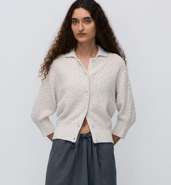 BACCA「ファンシーヤーン ポロカラーカーディガン」|カーディガン|