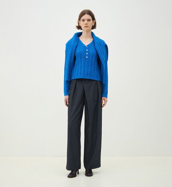 MACPHEE「ハイブリットコットンケーブル Vネックプルオーバー」|ニット・セーター|