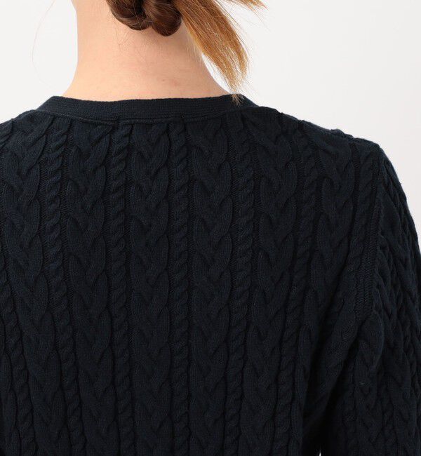 MACPHEE「ハイブリットコットンケーブル Vネックプルオーバー」|ニット・セーター|
