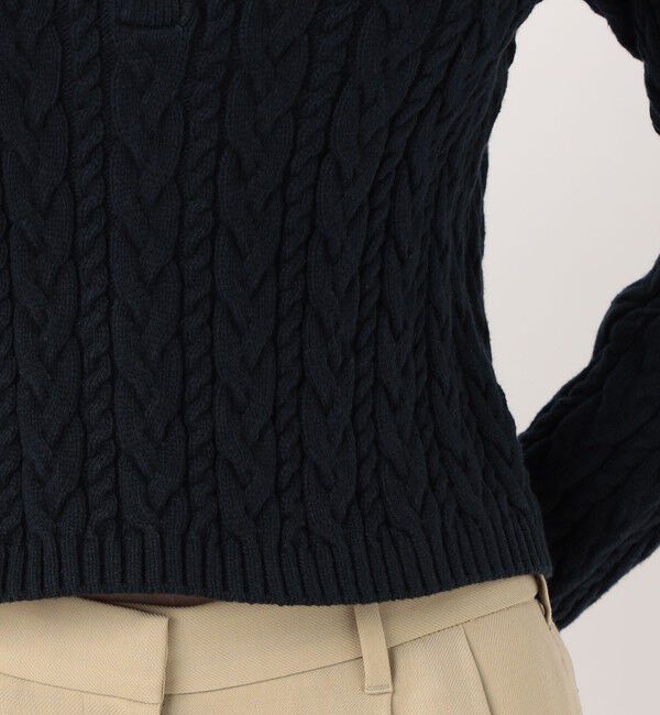 MACPHEE「ハイブリットコットンケーブル Vネックプルオーバー」|ニット・セーター|