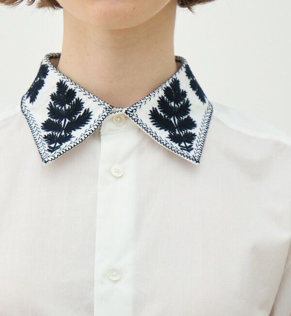 MACPHEE「リーフエンブロイダリー レギュラーカラーシャツ」|シャツ・ブラウス|