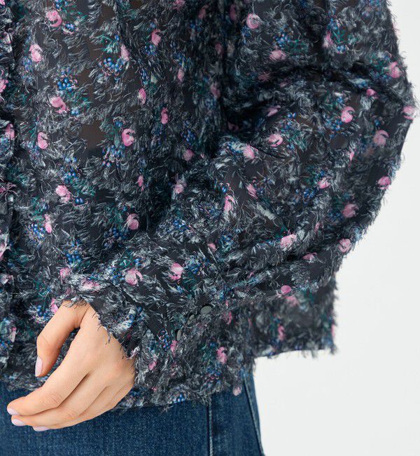 SOULEIADO「ラメカットジャカード カラーフリルブラウス」|シャツ・ブラウス|