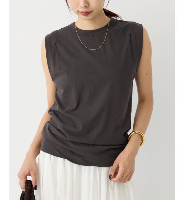 IENA「《追加》ATON/エイトン FRESCA SINGLE JERSEY ノースリーブ」|Tシャツ・カットソー|ブラウン