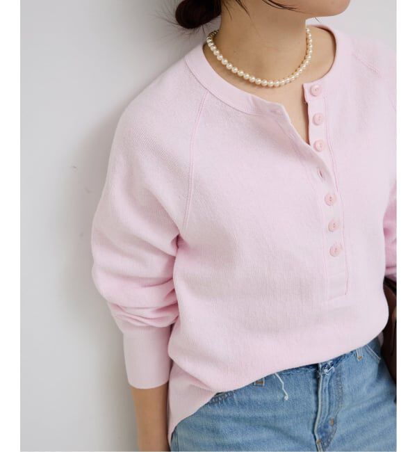 SLOBE IENA「《WEB限定カラー有り/追加》Wフェイスジャージヘンリープルオーバー」|Tシャツ・カットソー|ピンク A