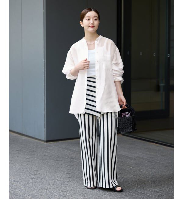 IENA「《一部カラーWEB限定》ラミーリヨセルバンドカラーシャツ」|シャツ・ブラウス|