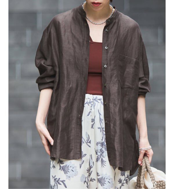 IENA「《一部カラーWEB限定》ラミーリヨセルバンドカラーシャツ」|シャツ・ブラウス|