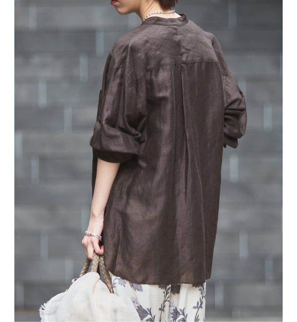 IENA「《一部カラーWEB限定》ラミーリヨセルバンドカラーシャツ」|シャツ・ブラウス|