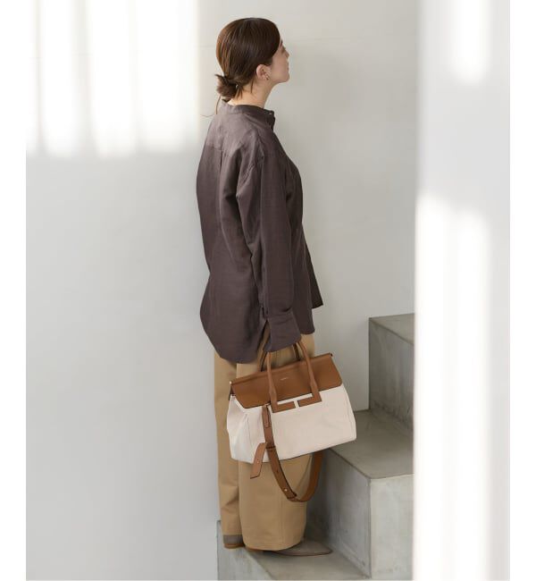 IENA「《一部カラーWEB限定》ラミーリヨセルバンドカラーシャツ」|シャツ・ブラウス|