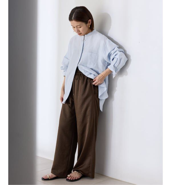 IENA「《一部カラーWEB限定》ラミーリヨセルバンドカラーシャツ」|シャツ・ブラウス|