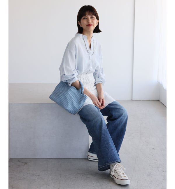 IENA「《一部カラーWEB限定》ラミーリヨセルバンドカラーシャツ」|シャツ・ブラウス|