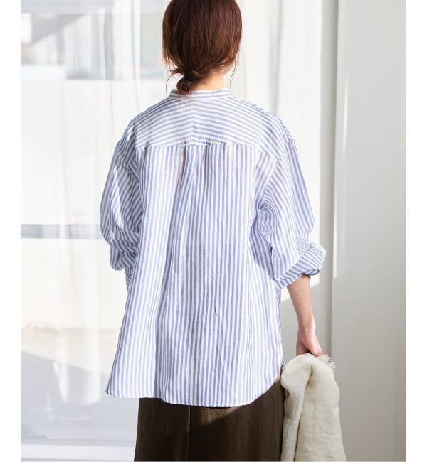 IENA「《一部カラーWEB限定》ラミーリヨセルバンドカラーシャツ」|シャツ・ブラウス|