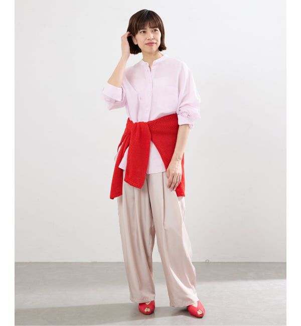 IENA「《一部カラーWEB限定》ラミーリヨセルバンドカラーシャツ」|シャツ・ブラウス|