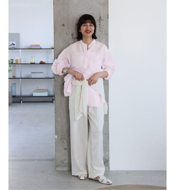 IENA「《一部カラーWEB限定》ラミーリヨセルバンドカラーシャツ」|シャツ・ブラウス|