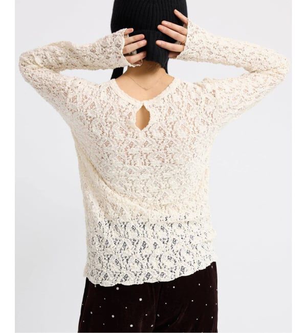 IENA「《一部カラーWEB限定/追加4》Flowerストレッチレースプルオーバー」|Tシャツ・カットソー|