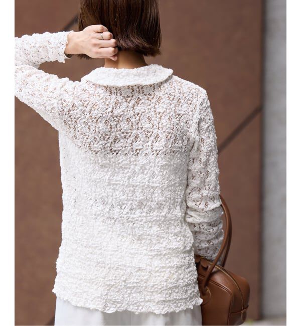 IENA「《追加》Flowerストレッチレース ポロシャツ」|Tシャツ・カットソー|