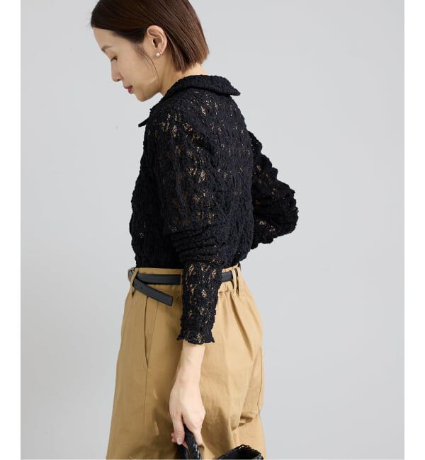 IENA「《追加》Flowerストレッチレース ポロシャツ」|Tシャツ・カットソー|