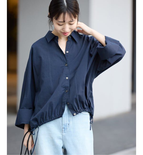 SLOBE IENA「ドロストシャツ」|シャツ・ブラウス|ネイビー