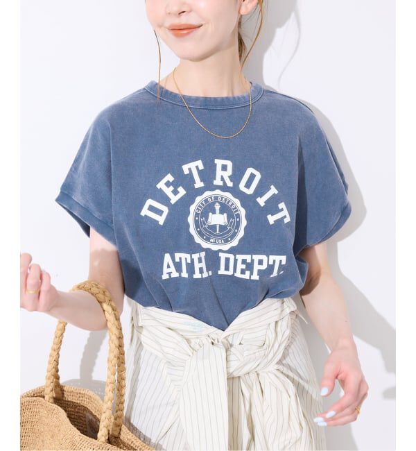 SLOBE IENA「《予約》Champion/チャンピオン SLOBE別注 フレンチスリーブロゴTシャツ」|Tシャツ・カットソー|ネイビー