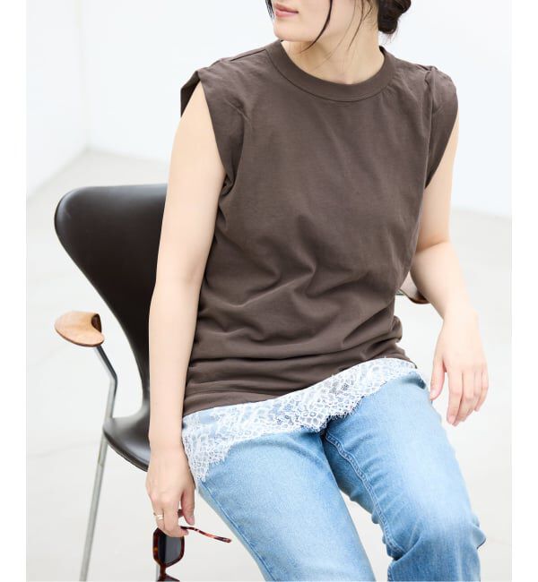 IENA「《予約》ATON/エイトン FRESCA SINGLEJERSEY NS ノースリーブ」|Tシャツ・カットソー|ブラウン