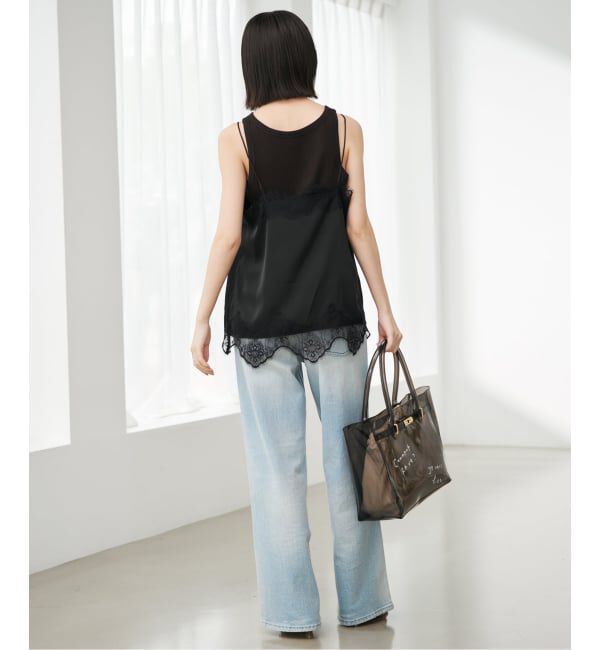 SLOBE IENA「《WEB限定/追加4予約》サテンレースキャミソール」|キャミソール|