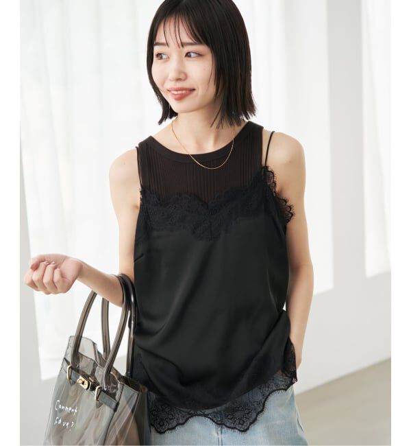SLOBE IENA「《WEB限定/追加4予約》サテンレースキャミソール」|キャミソール|