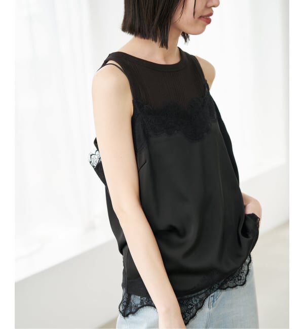 SLOBE IENA「《WEB限定/追加4予約》サテンレースキャミソール」|キャミソール|