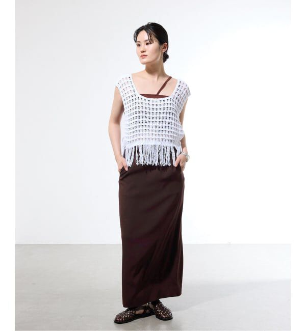 IENA「《予約/接触冷感/防シワ/吸水速乾》ストレッチジョーゼット Iラインスカート」|スカート|