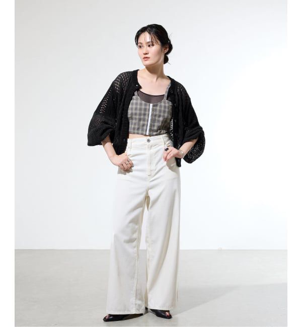 IENA「《予約/一部店舗限定》クロシェニット ミックスショートカーディガン」|カーディガン|