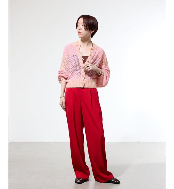 IENA「《予約/一部店舗限定》クロシェニット ミックスショートカーディガン」|カーディガン|