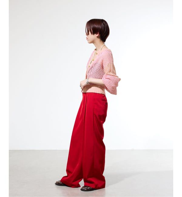 IENA「《予約/一部店舗限定》クロシェニット ミックスショートカーディガン」|カーディガン|