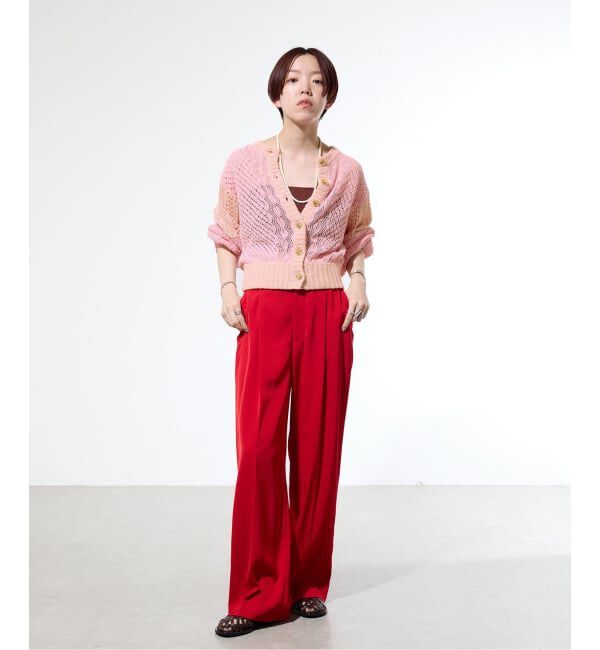 IENA「《予約/一部店舗限定》クロシェニット ミックスショートカーディガン」|カーディガン|