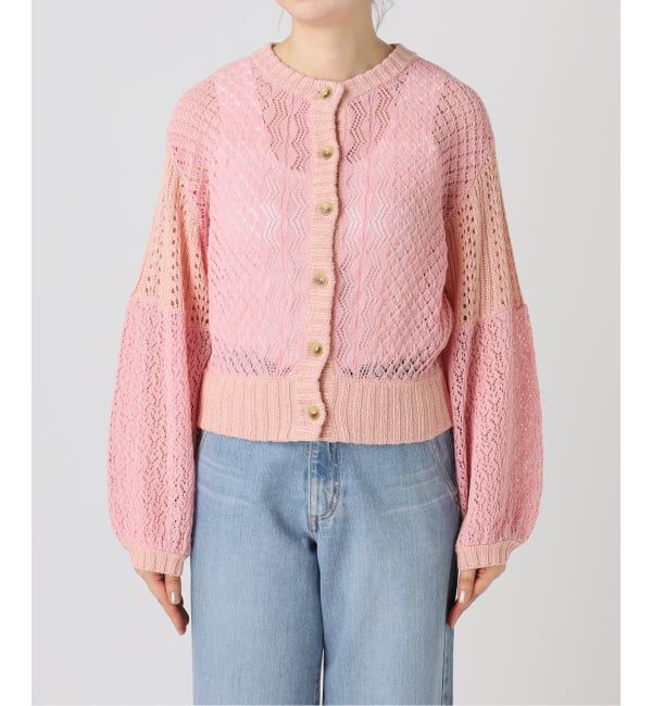IENA「《予約/一部店舗限定》クロシェニット ミックスショートカーディガン」|カーディガン|