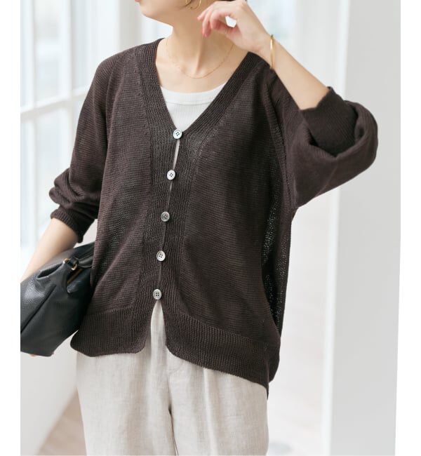 Spick and Span「コットンリネンギマ天竺カーディガン」|カーディガン|