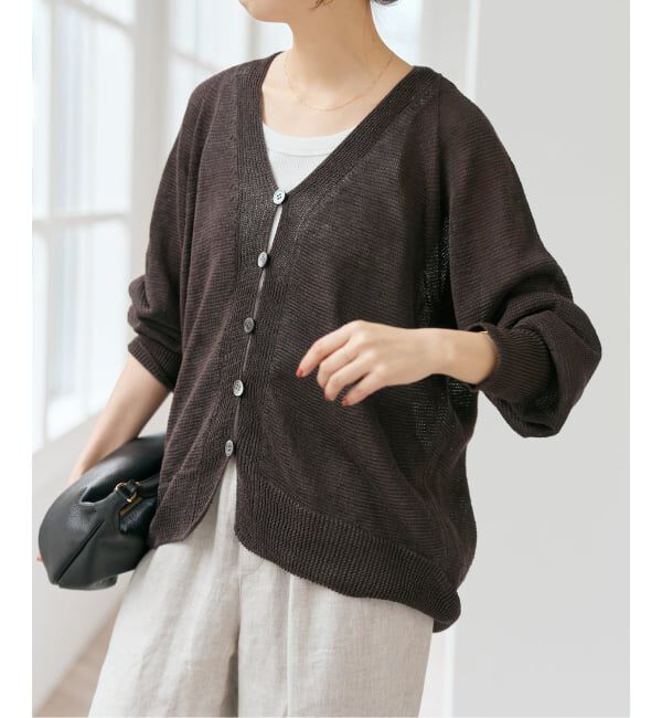 Spick and Span「コットンリネンギマ天竺カーディガン」|カーディガン|
