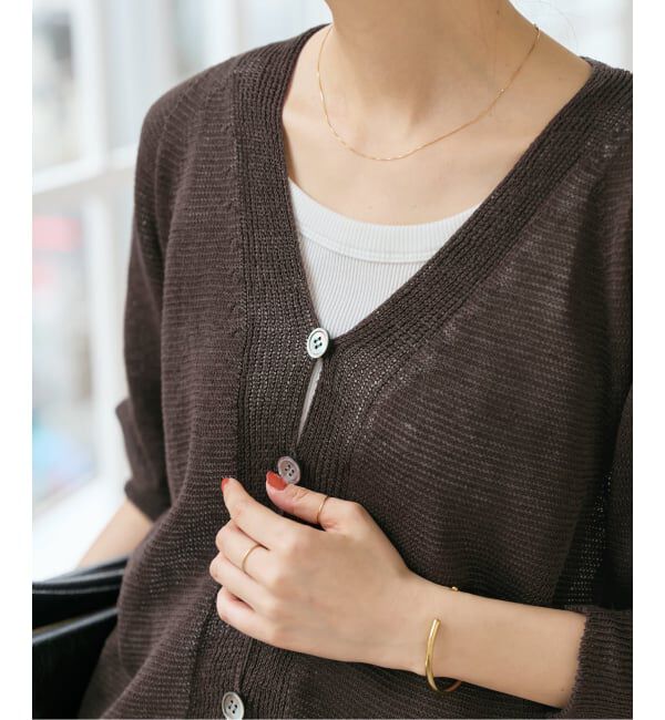 Spick and Span「コットンリネンギマ天竺カーディガン」|カーディガン|