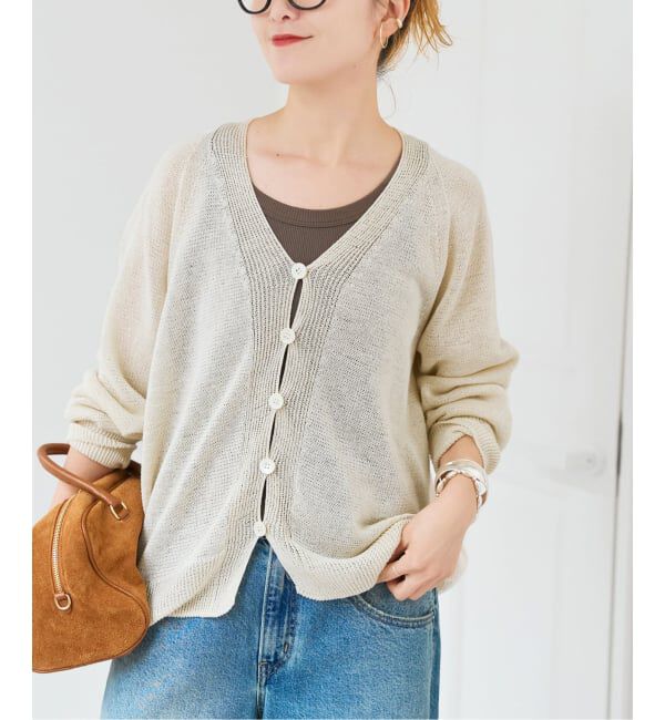 Spick and Span「コットンリネンギマ天竺カーディガン」|カーディガン|