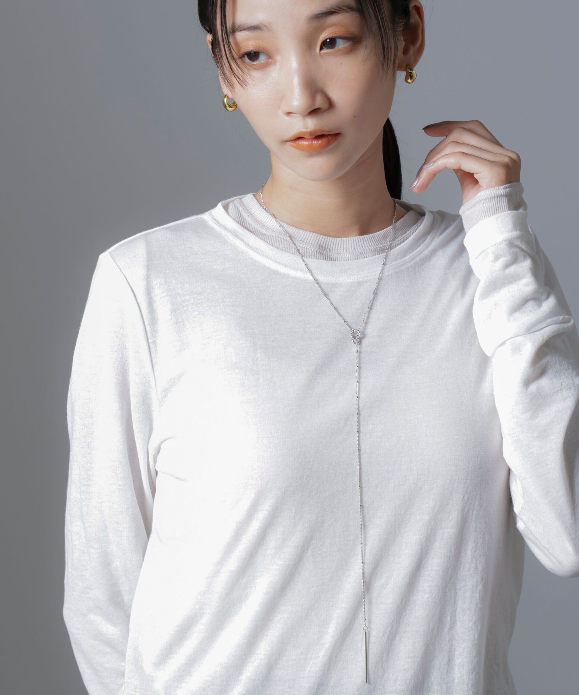 nano･universe「2リングラリエットネックレス」|ネックレス|シルバー