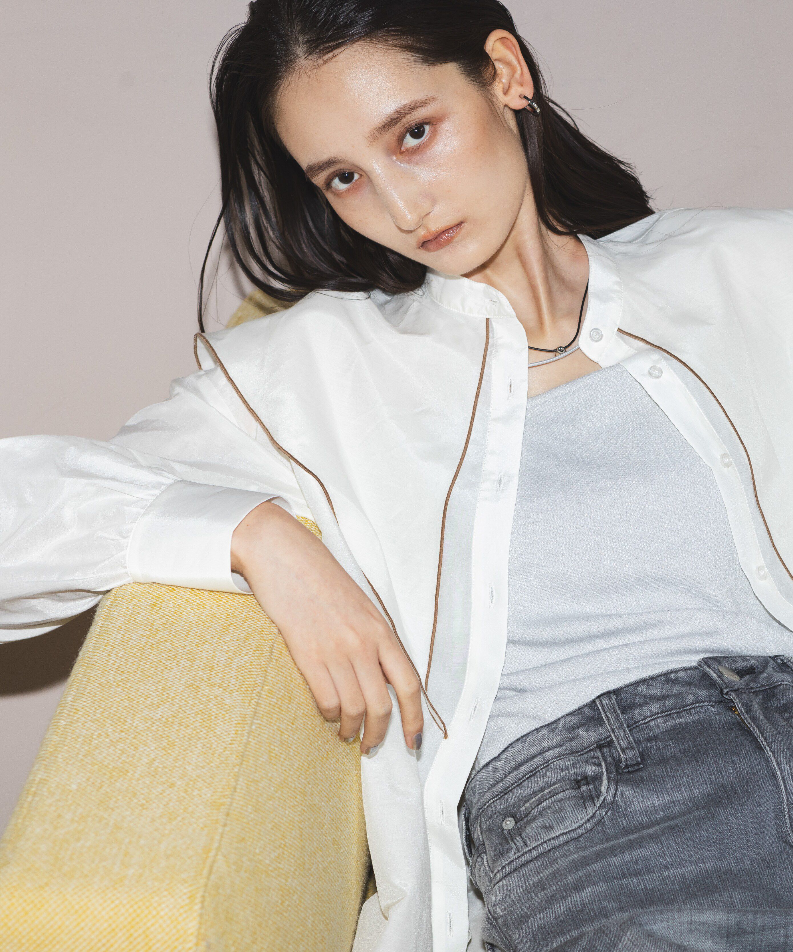 nano･universe「シルク混ビックカラーシャツ」|シャツ・ブラウス|ホワイト