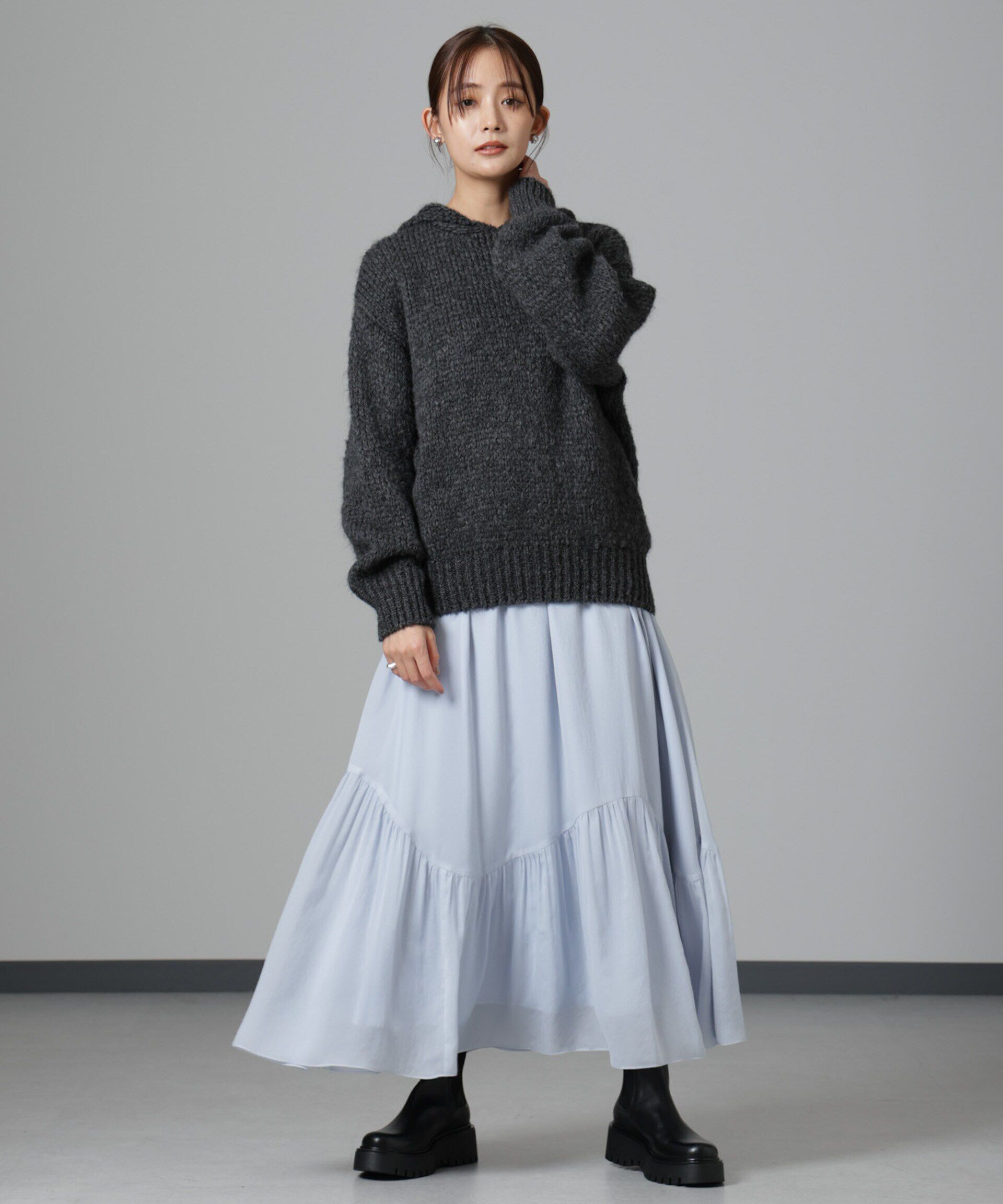 nano･universe「アシメティアードシフォンギャザースカート」|スカート|