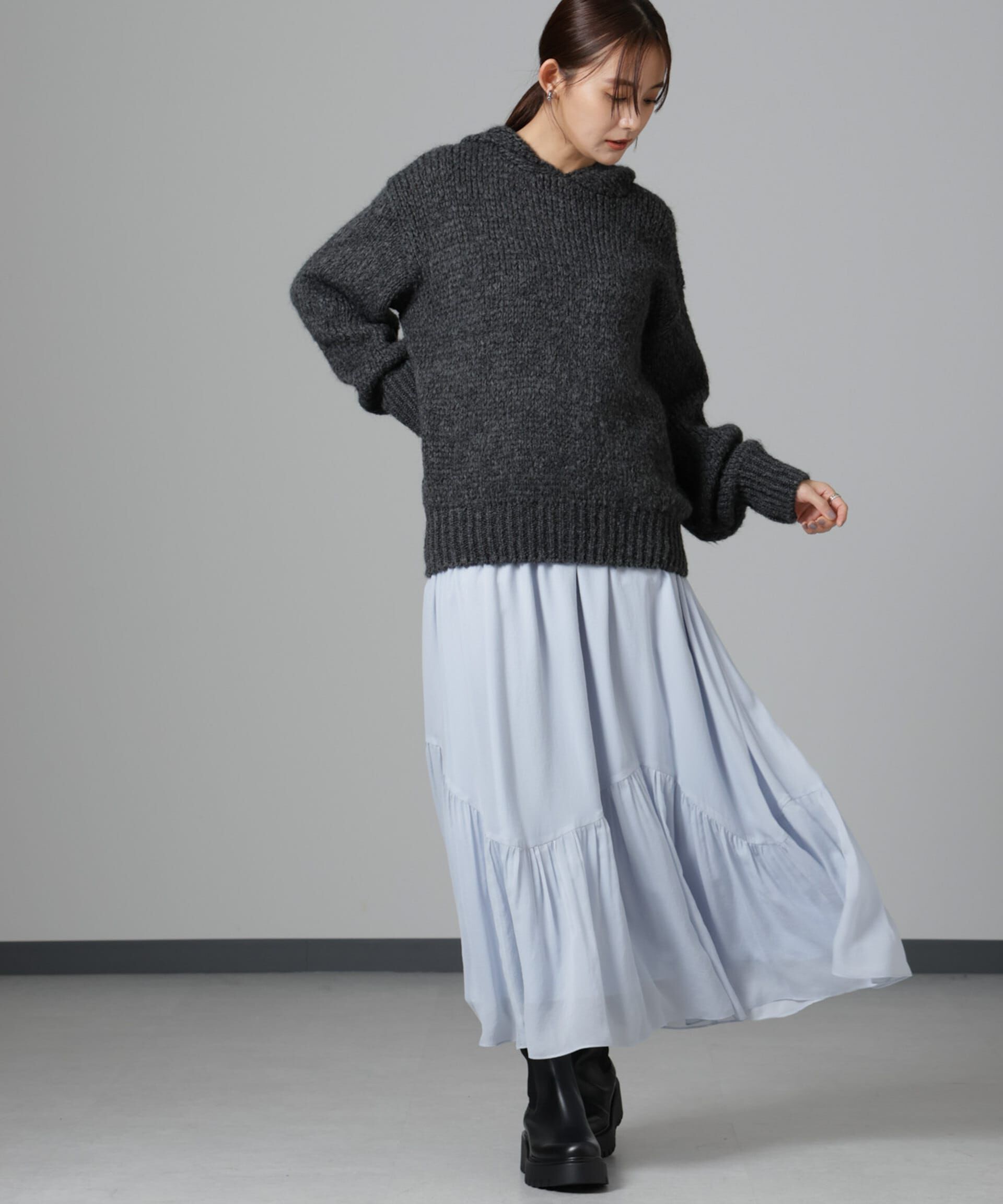 nano･universe「アシメティアードシフォンギャザースカート」|スカート|