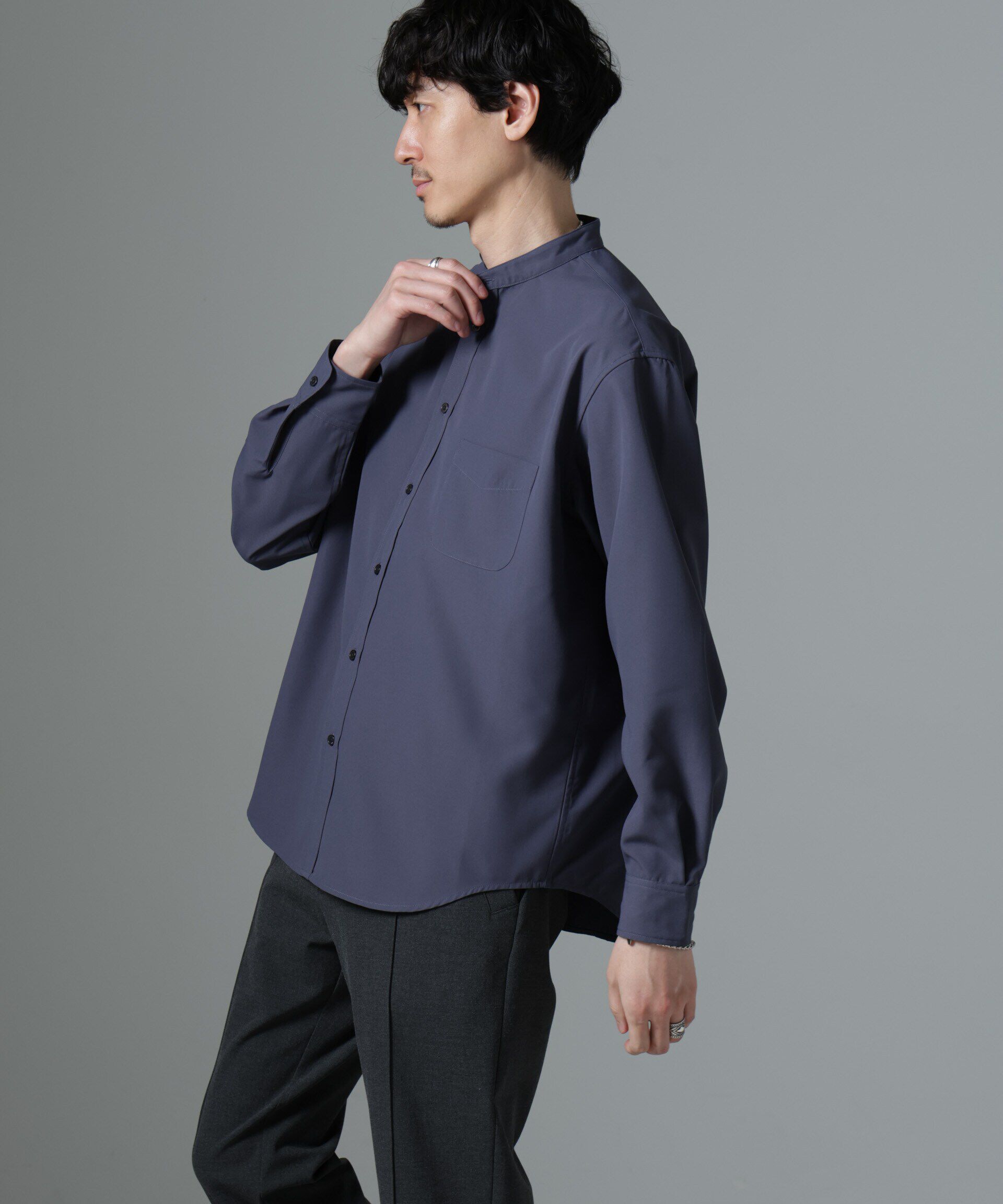 nano･universe「AMATA コットンタッチバンドカラーシャツ」|シャツ・ブラウス|