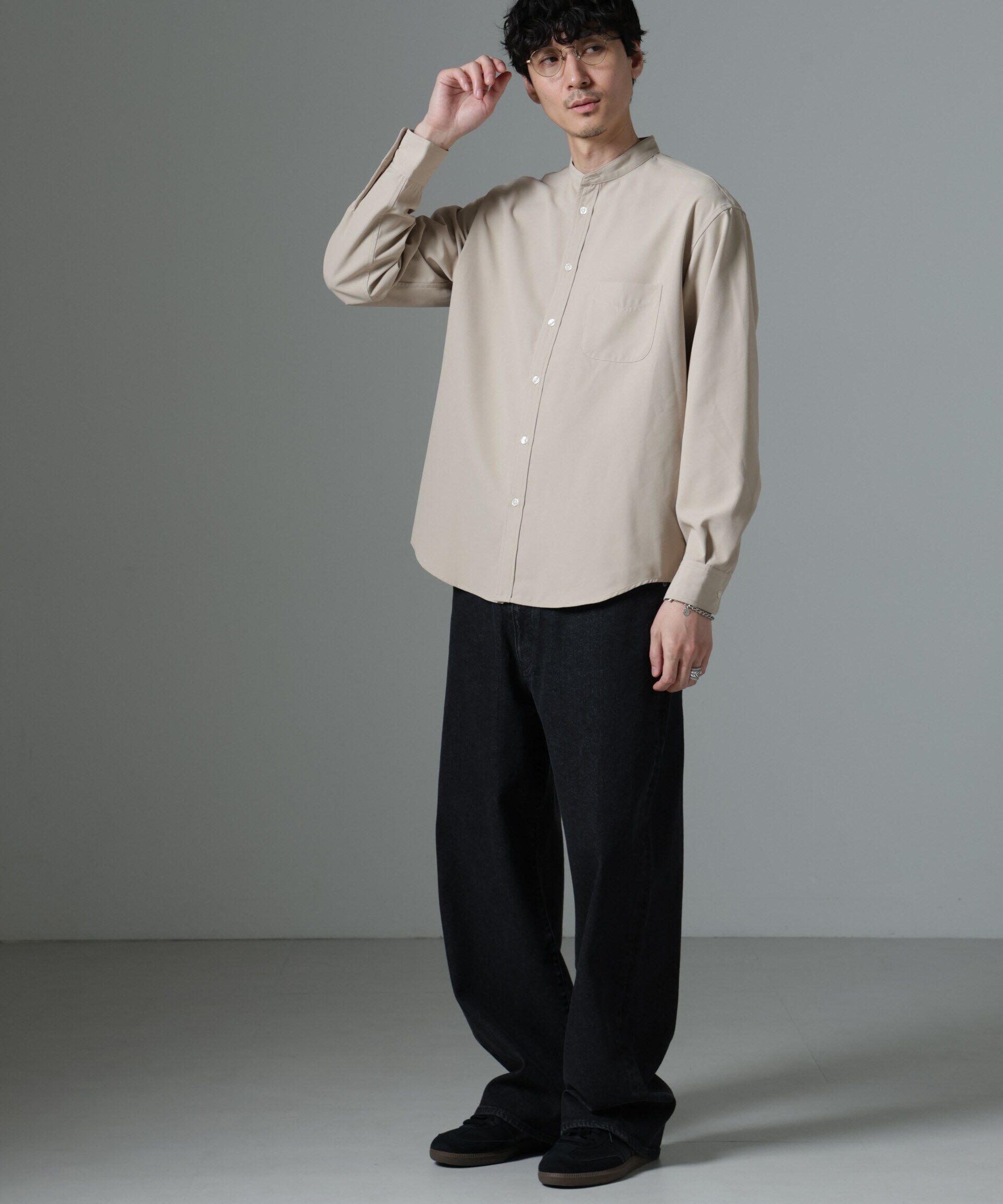 nano･universe「AMATA コットンタッチバンドカラーシャツ」|シャツ・ブラウス|