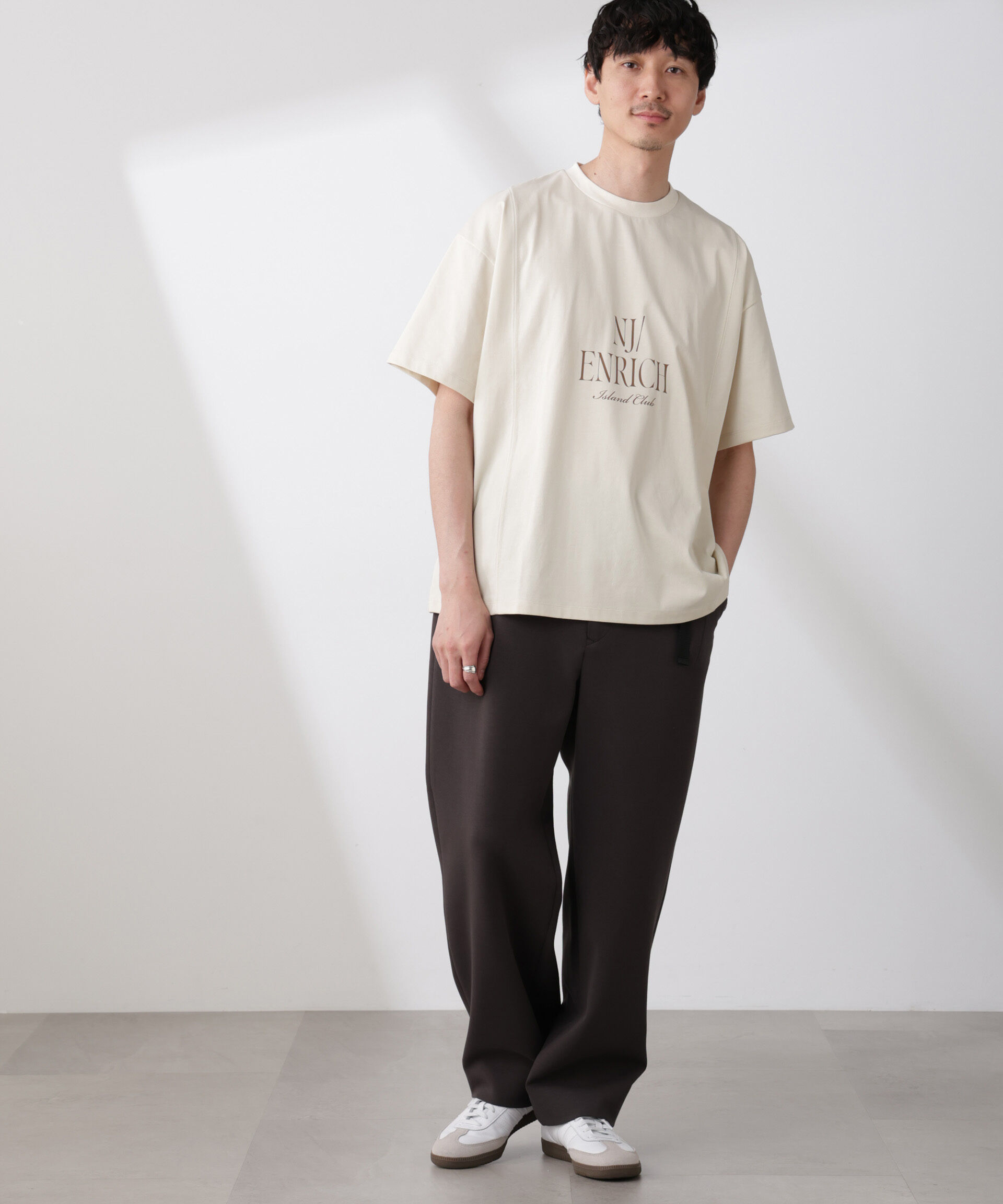 nano･universe「「NJ/CLUB」 ENRICHプリント切り替え Tシャツ」|Tシャツ・カットソー|