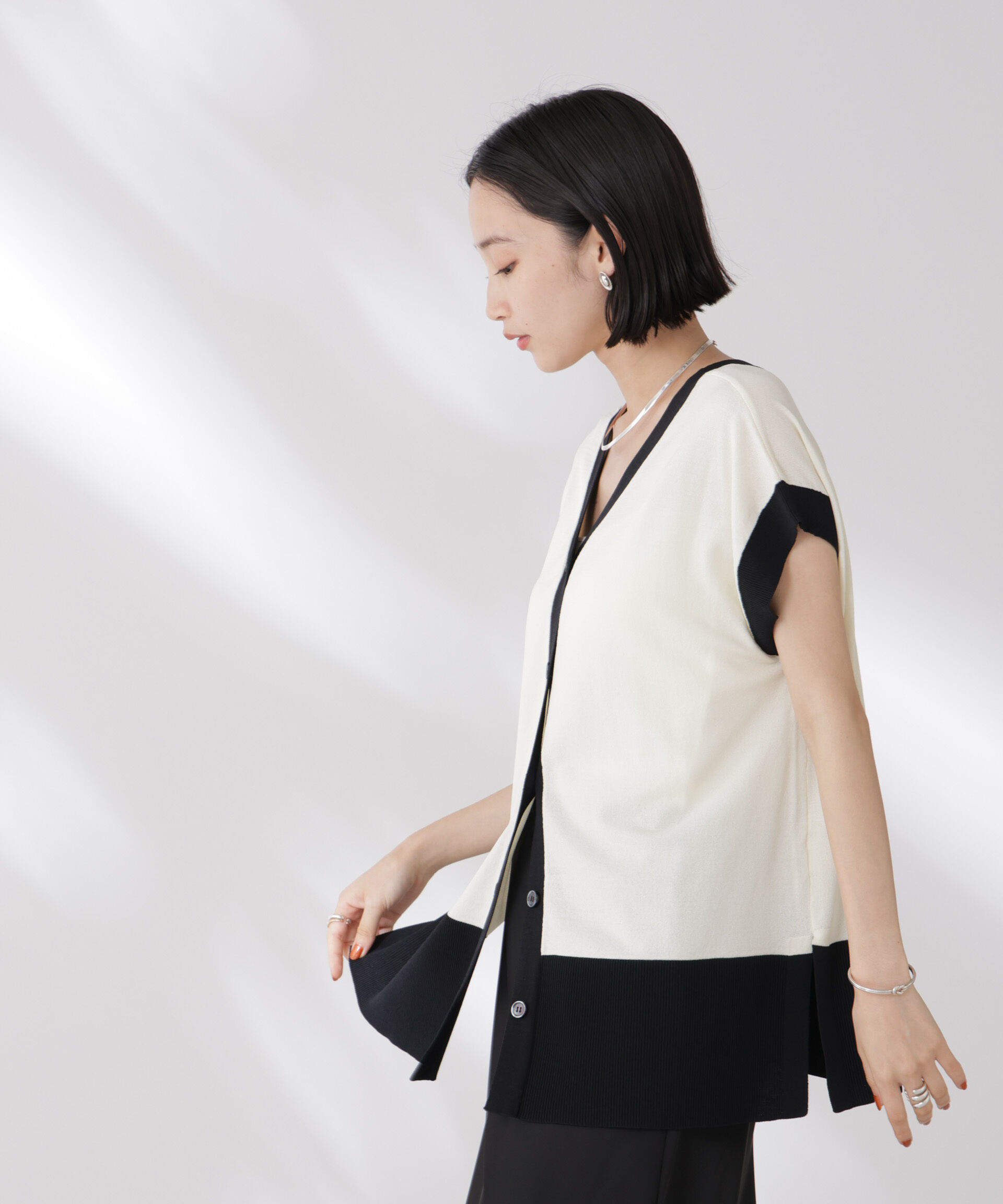 nano･universe「多機能強撚前後2wayフレンチスリーブニット」|ニット・セーター|