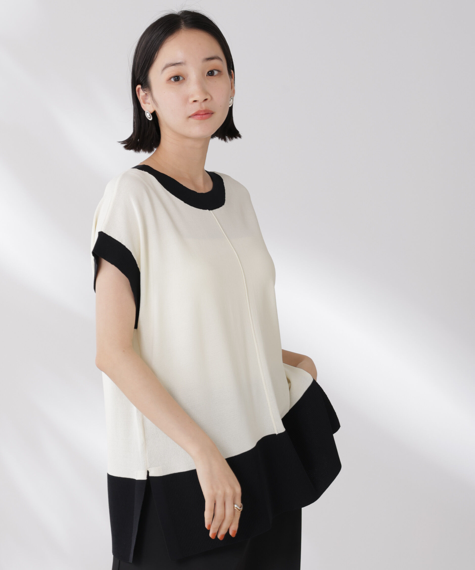 nano･universe「多機能強撚前後2wayフレンチスリーブニット」|ニット・セーター|