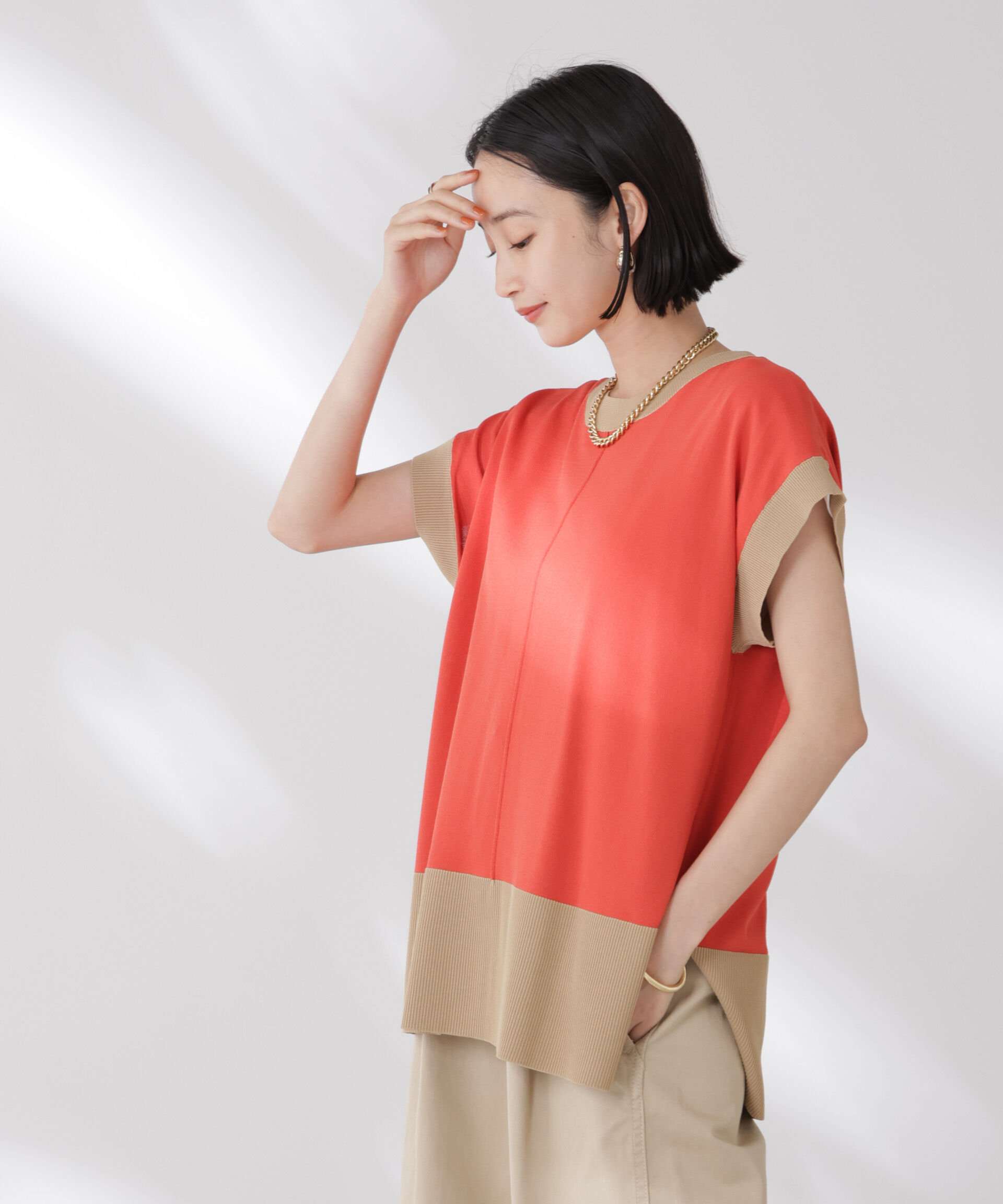 nano･universe「多機能強撚前後2wayフレンチスリーブニット」|ニット・セーター|