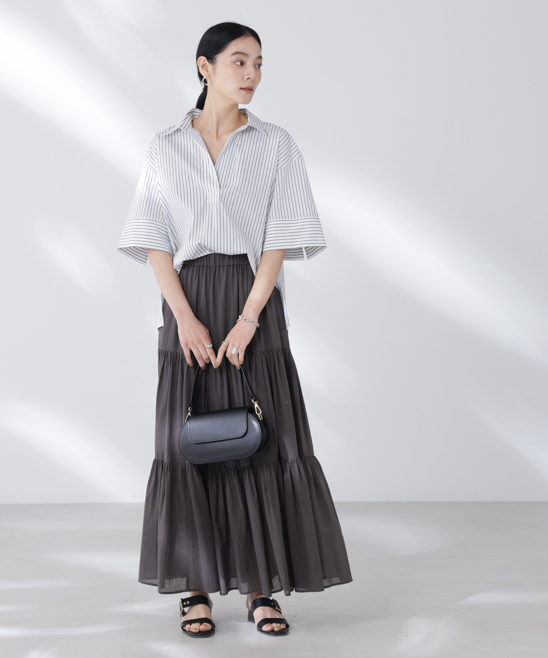 nano･universe「コットンシフォンティアードスカート」|スカート|