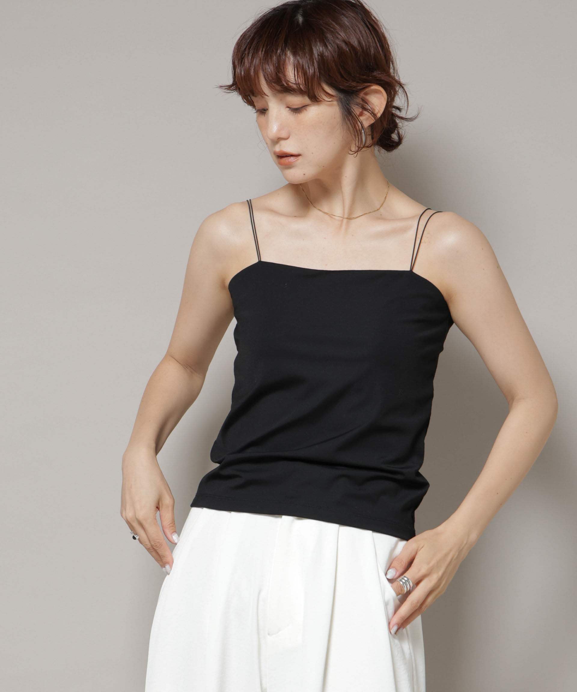 nano･universe「ストレッチポンチカップ付きベアトップキャミソール」|Tシャツ・カットソー|