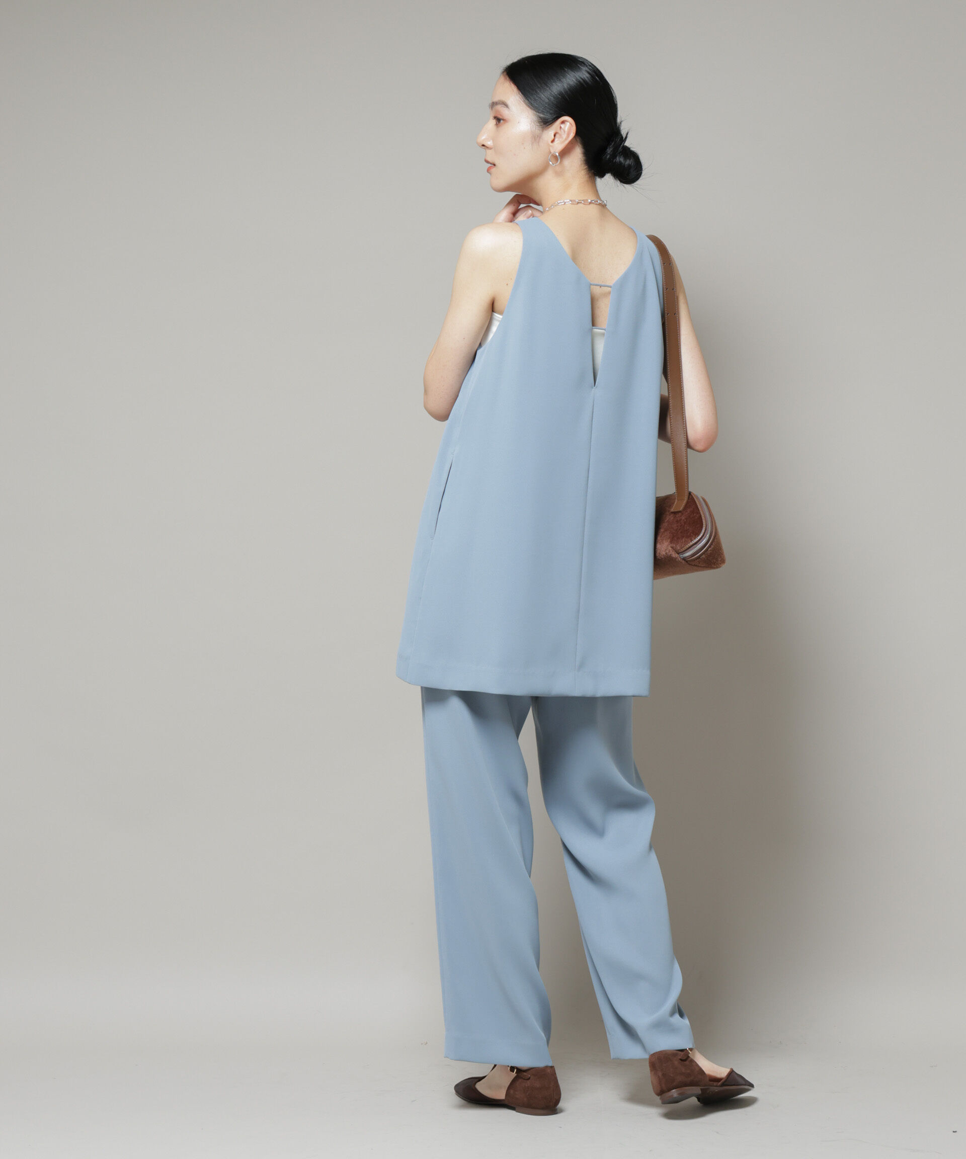 nano･universe「ダブルクロスノースリーブブラウス&times;パンツセットアップ」|ワンピース|