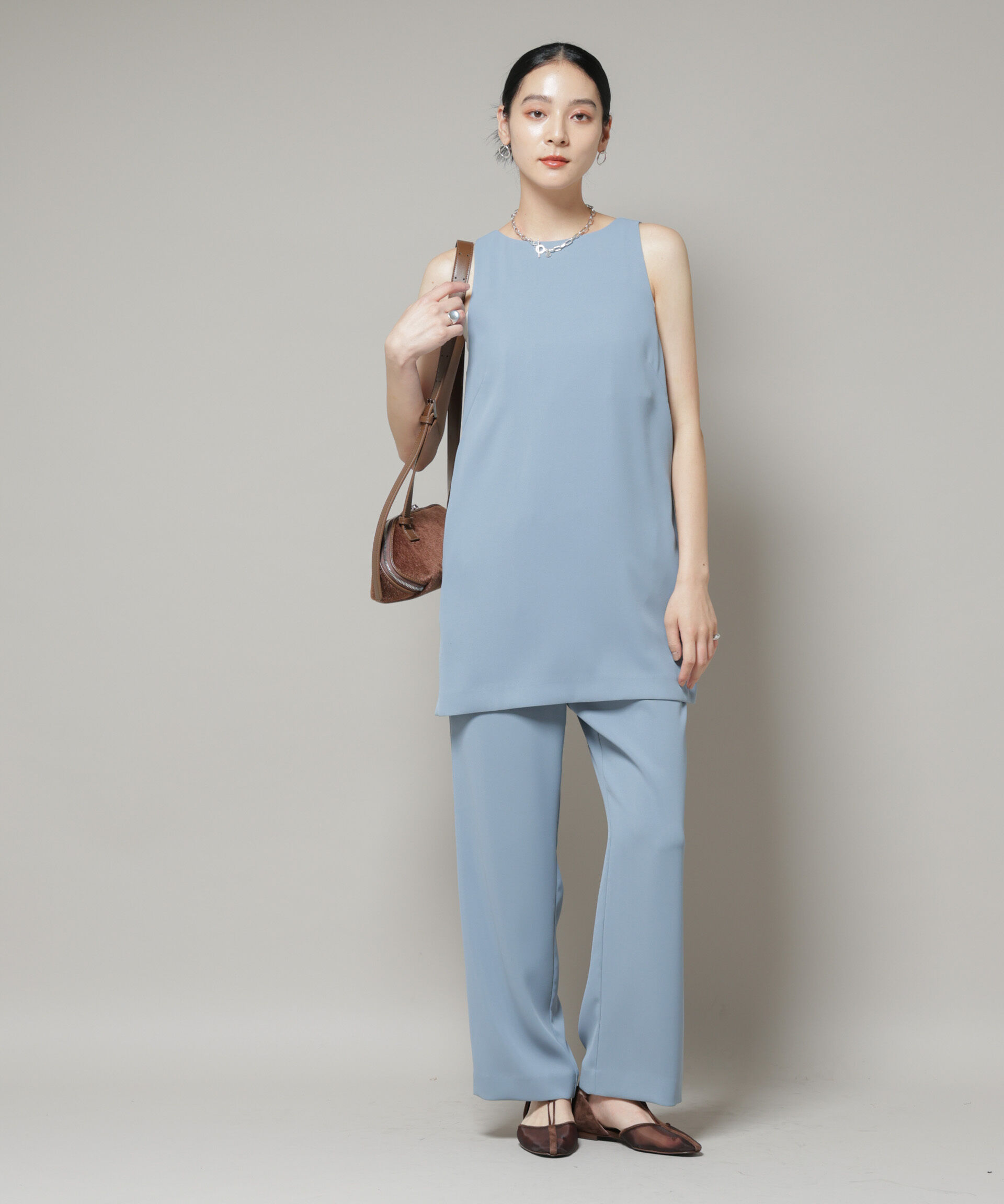 nano･universe「ダブルクロスノースリーブブラウス&times;パンツセットアップ」|ワンピース|